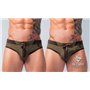 MASKULO - BeGuard Swimming Briefs with Zip Imitation on the Front Olive