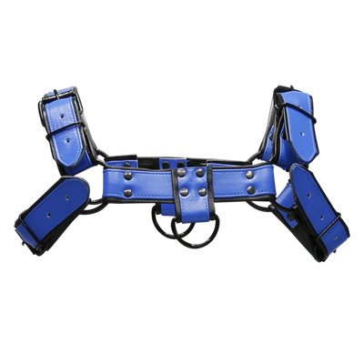 Addikt Smooth Leather Bulldog Harness: Blue