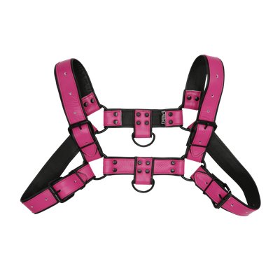 Addikt Smooth Leather Bulldog Harness: Pink