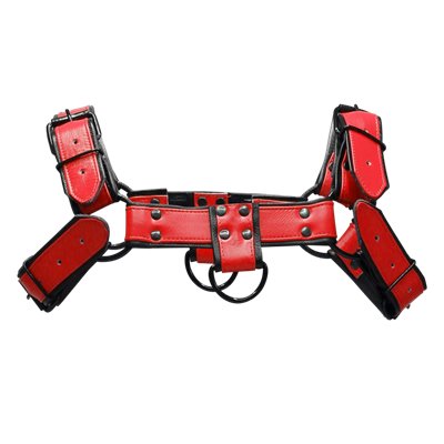 Addikt Smooth Leather Bulldog Harness: Red