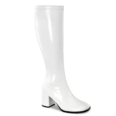GoGo Plus Size Boots White 3" Heel