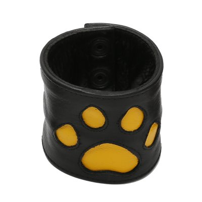Addikt Leather Puppy Paw Wristwallet: Black & Yellow