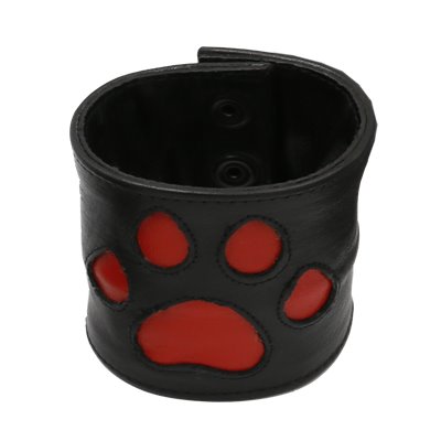 Addikt Leather Puppy Paw Wristwallet: Black & Red