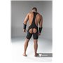 MASKULO - Wrestling Singlet Codpiece Open rear full thigh Pads Black