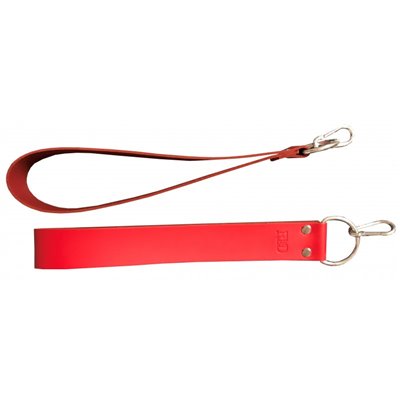 RED LEATHER LOOPS FOR SLING + 2 CARABINERS